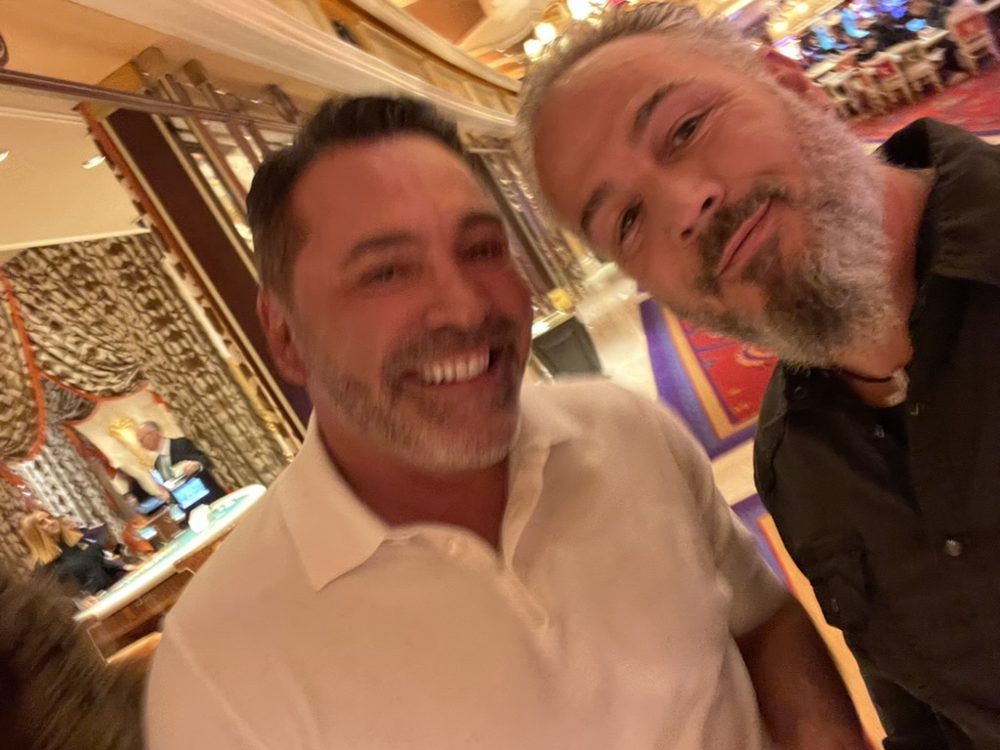 Marco with a friend in a casino