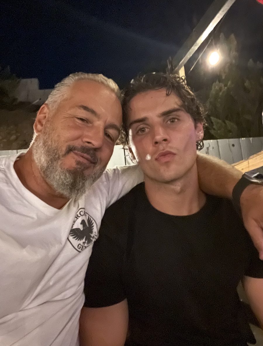 Marco with his son on a summer night